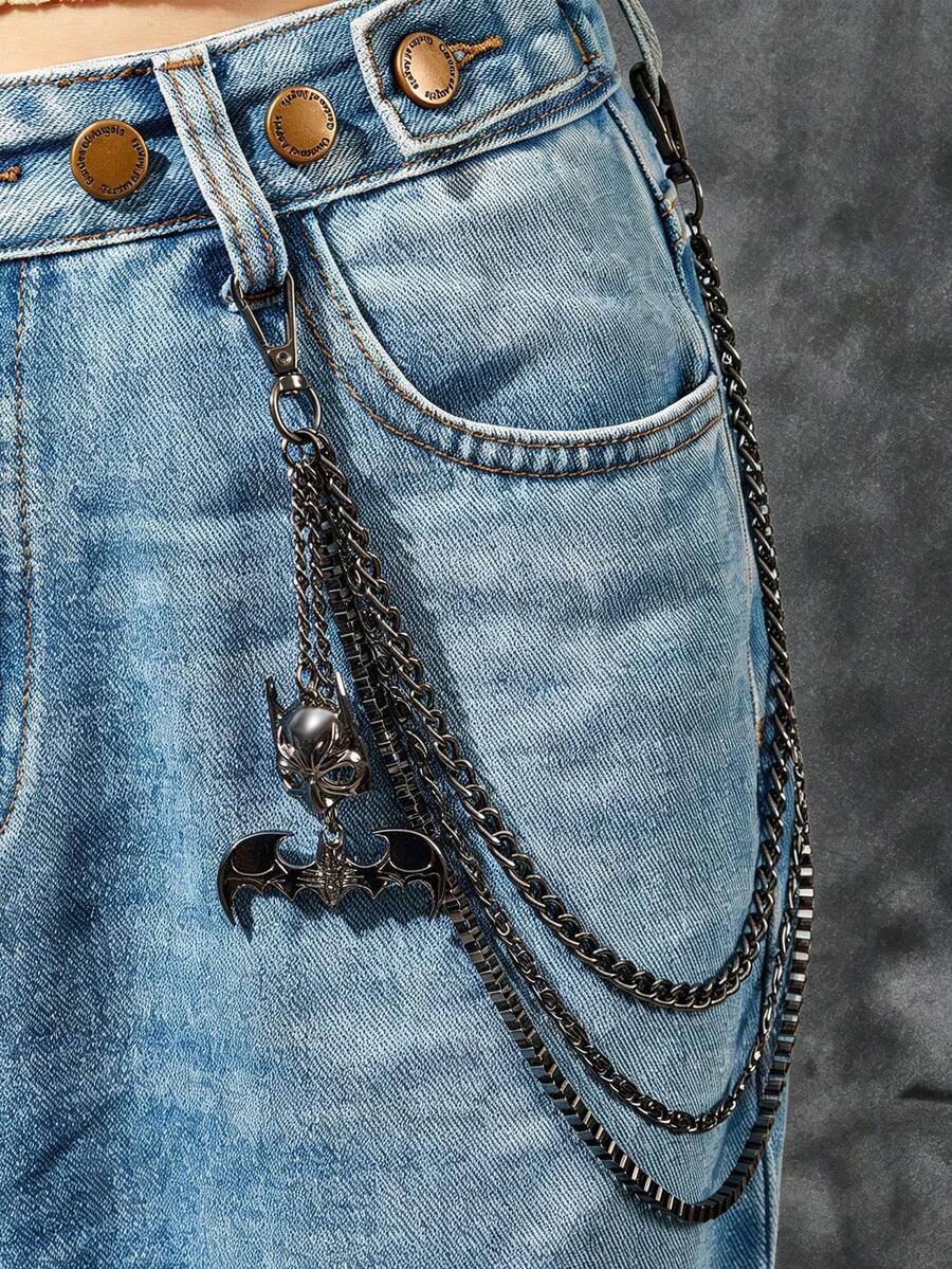 Stylish Black Unisex Trouser Chain/Waist Chain, Perfect For Pairing With Jeans Or Wide-Leg Pants. - Multicolor - View 1