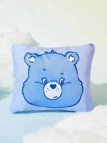 SHEIN X Care Bears 卡通熊可折疊旅行托特包，大容量聚酯纖維手提包，附行李箱套筒，可折疊設計，適合旅行、商務攜帶衣物與日常用品 - 天藍白 - 查看 7