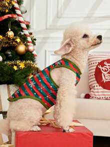 PETSIN 1pc Cartoon Snowflake Striped Christmas Dog Vest - Multicolor - View 5