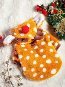PETSIN Cute Reindeer Design Thick Fleece Warm Pet Sweatshirt, Suitable For Autumn/Winter - Brown - View 4