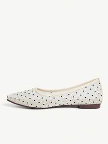CUCCOO CHICEST Stylish And Sexy Closed Toe Pointed Women's Flat Shoes Transparent Polka Dot Mesh Flats Fall Shoes - Beige - View 6