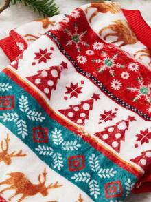 PETSIN 1 Pet Christmas Cat Dog Universal Striped Reindeer Geometric Snowflake Fel Island Pattern Print Plush Warm And Comfortable Dog Christmas - Multicolor - View 8