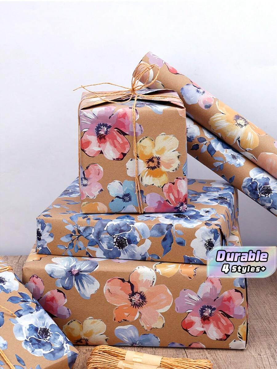 Floral Element Wrapping Paper Kraft Paper For Various Holidays Parties Holiday Gift Outer Packaging Paper - Floral - View 1
