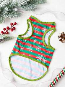 PETSIN 1pc Cartoon Snowflake Striped Christmas Dog Vest - Multicolor - View 9