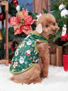 PETSIN 1pc Green Snowman Pattern Breathable Lightweight Dog/Cat Vest, New Christmas Design - Multicolor - View 8