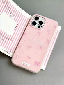 1件裝粉色蝴蝶結手機殼，適用於 iPhone 17 17 Pro，可愛卡通硬殼防震保護殼，禮物日常使用時尚配件 - 彩色 - 查看 2
