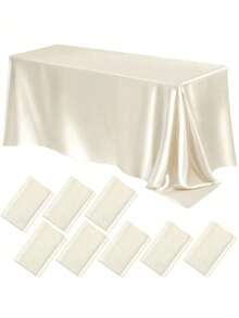 1PC 2PCS 8PCS 102x58Inch Satin Tablecloth - Silk Smooth Rectangular Party Table Cover For Wedding Banquet Dinner Festive Decoration Multicolor - Multicolor - View 18