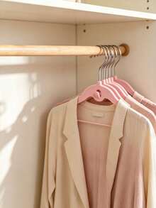 20Pcs New Multi-Color Flocking Clothes Hanger Coating Anti Slip Clothes Hanger Velvet No Shedding Cute Small Clothes Hanger Can Be Hung Together To Save Space Wardrobe Storage Anti Slip Stacking Clothes Hanger Support. - Multicolor - View 9