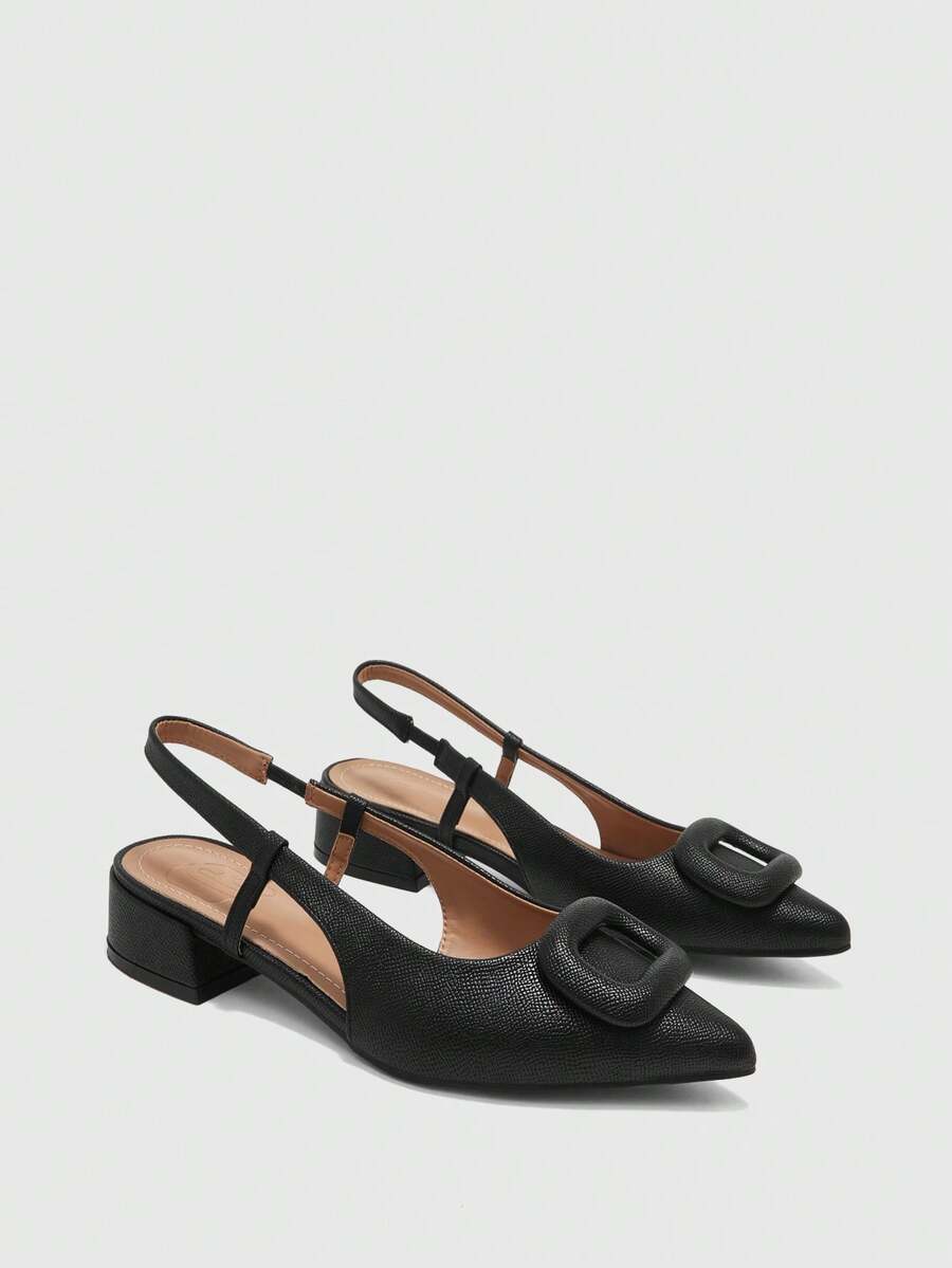 CUCCOO BIZCHIC Casual Simple Solid Color Empty Pointed Women's Flat Shoes - Classic Black - View 1