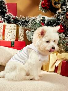PETSIN 1pc Merry Christmas Graphic Print White Dog Tank Top - Multicolor - View 8