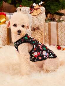 PETSIN 1pc Christmas Dog Clothes - Christmas Tree, Snowman, Snowflake Printed Pet Vest - Multicolor - View 8