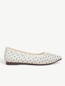 CUCCOO CHICEST Stylish And Sexy Closed Toe Pointed Women's Flat Shoes Transparent Polka Dot Mesh Flats Fall Shoes - Beige - View 3