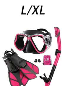 1Set Adult Full Face Snorkel Mask Set, Adjustable Diving Fins With Dry Snorkel & Travel Bag, Anti-Fog Anti-Leak Snorkeling Gear For Swimming Training - Multicolor - View 19