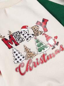 PETSIN 1pc Christmas Red & Green Contrast Color Cute Pet Sweatshirt - Multicolor - View 11
