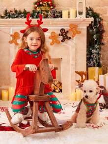PETSIN 1pc Cartoon Snowflake Striped Christmas Dog Vest - Multicolor - View 10