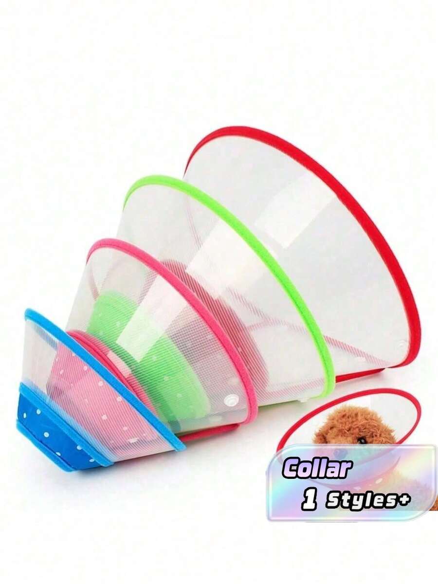 Pet Elizabeth Collar For Cats & Dogs, Anti‑Bite Anti‑Lick Neck Cone, Prevent Pets From Licking Wounds, Post‑Surgery Recovery Protective Collar For Dogs & Cats, Pet Health Medical Care - Multicolor - View 1