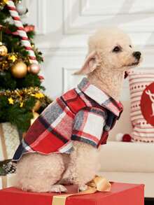 PETSIN 1pc Christmas Checkered Mixed Color Pet Shirt - Multicolor - View 8