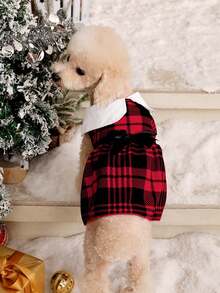 PETSIN 1pc Christmas Red & Black Plaid Pet Dress, Elegant French Style Clothes - many - View 7