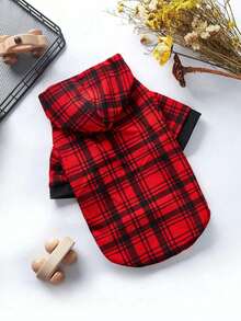 PETSIN 1 buah Sweatshirt Hewan Peliharaan Motif Kotak-kotak Merah & Hitam, Natal - MultiWarna - View 10