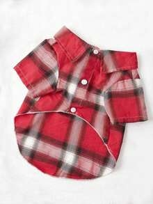 PETSIN Christmas Red And White Plaid Pet Shirt - Multicolor - View 8