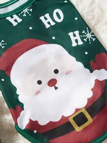 PETSIN 1pc Pet Christmas Santa Claus "Ho Ho Ho" Cute Graphic Print Green Dog Vest - Multicolor - View 12