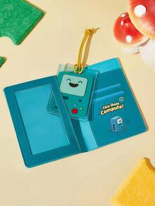 ADVENTURE TIME X SHEIN Cartoon Game Console Shaped PU Leather Passport Holder & Luggage Tag Set, Cute Travel Document Organizer With Name Card - Green - View 2