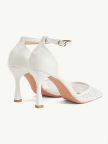 CUCCOO CHICEST Pointed Hollow Lace Hollow Versatile Elegant Fairy Style Sexy White High Heels - White - View 5