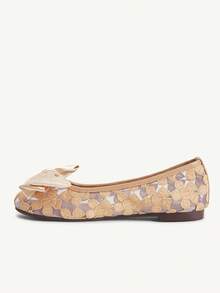 CUCCOO CHICEST Round Toe Bow Cute Lady Flat Shoes Transparent Mesh Flower Apricot Commuter Flat Shoes Doudou Shoes - Apricot - View 6