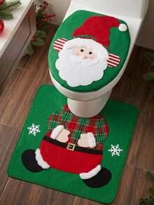 Christmas Faceless Santa Toilet Cover, Soft Plush Non-Slip, Festive Bathroom Decor For Home Hotel, Easy Clean, Holiday Party - Multicolor - View 14