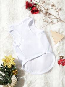 PETSIN 1pc Merry Christmas Graphic Print White Dog Tank Top - Multicolor - View 10