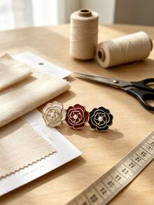 Pack 10 Pcs Irregular Dual‑Material Resin Metal Buttons Fashion Decorative Fasteners For Coats Windbreakers Outerwear Suits Versatile Flower Sweaters Hand‑Sewn Clothing Sewing Accessories - 10pcs - View 7