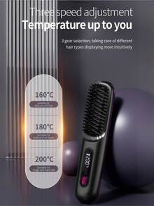 Teckwe Wireless Straightening Comb With LCD Display, Temperature Adjustment, Portable Small Sliding Comb, Female Negative Ion Hair Straightener Brush, Barbecue, Ceramic Coating, Equipped With A Tandem Dual-Cell Battery,2000mAh + 2000mAh - Multicolor - View 4