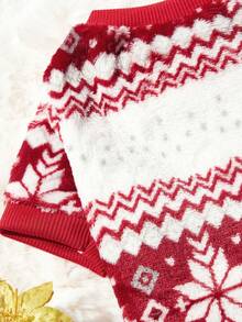 PETSIN 1 Pc Pet Christmas Burgundy Fairisle Geometric Pattern Fleece Warm Navy Round Neck Dog - Multicolor - View 9
