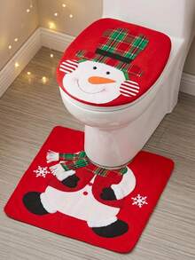 Christmas Faceless Santa Toilet Cover, Soft Plush Non-Slip, Festive Bathroom Decor For Home Hotel, Easy Clean, Holiday Party - Multicolor - View 7