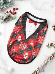 PETSIN 1pc Pet Christmas Suit-Style Celebratory Costume Lightweight Breathable Vest - Multicolor - View 11
