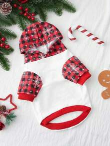 PETSIN 1pc Pet Christmas Plaid Letter Print Hooded Sweatshirt - Multicolor - View 5