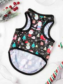 PETSIN 1pc Christmas Dog Clothes - Christmas Tree, Snowman, Snowflake Printed Pet Vest - Multicolor - View 6