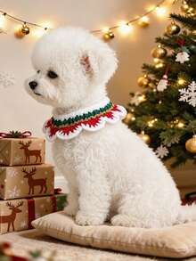 PETSIN 1pc Cat And Dog Universal Pet Christmas Bib, Cute Holiday Style Tie Up Drool Bib, Suitable For Cats And Small Dogs, Suitable For Holiday Parties, Dress Up Shoots, And Daily Decoration Wear - Multicolor - View 10
