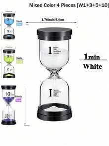 1/3/5/10/15/30 Minutes Black Lid Marked Glass Timer, Home Decor Sandclock, Suitable For Homework, Teeth Brushing, Kitchen Cooking, Yoga Gaming, Desktop Decoration Best Gifts Birthday Graduation - Multicolor - View 17