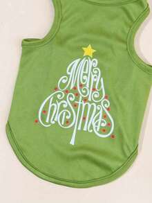 PETSIN 1pc Green Christmas Tree Print Pet Vest For Holiday - Multicolor - View 10