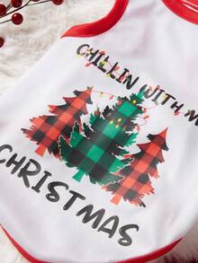 PETSIN 1pc Christmas Pet Vest, Eye-Catching Red And Green Checkered Christmas Tree Print, Breathable And Skin Friendly Printed Pet Vest With Red Border Contrasting Design - Multicolor - View 8