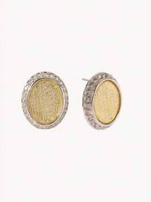 Opalesca Two Styles Of Oval Glitter Stud Earrings, Gold/Silver Frame, Shiny Egg Surface, Minimalist Daily Earrings - color matching - View 11