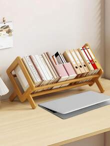 1pc Desktop Bookshelf Storage Rack, Simple Tabletop Organizer For Picture Books, Office Documents, Small Countertop Display Shelf For Home Study Decor - primary color - View 2