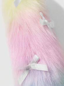 ROMWE Kawaii 1 件简约精致时尚高品质白色毛茸茸尾巴钥匙扣和钥匙圈，适合女性的多功能配饰，很棒的礼物 - 多色-4 - 查看 7