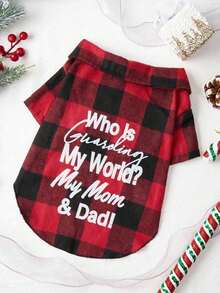 PETSIN 1pc Christmas Red & Black Plaid Print Pet Shirt - Multicolor - View 7