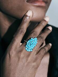 Noxbound Silver Beaded Turquoise Niche Ring - Silver - View 1