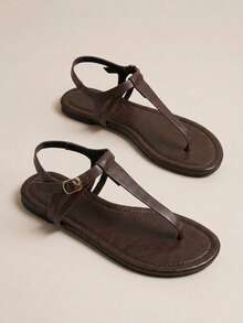 HighSole 巧克力棕色鉚釘夾腳涼鞋，配古董金金字塔飾飾，祭典風，春夏街頭穿搭 - 棕色3x - 查看 5