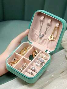 1pc Velvet Jewelry Box, Multifunctional Jewelry Storage Rack With Necklace Hooks, Ring Slots, And Multiple Compartments, Used For Necklaces, Earrings, Rings, Bracelets, Pearls, Desktop Jewelry Display Racks, Ideal Gifts For Women, Home Decor - Jewelry box - View 12