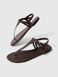 HighSole 巧克力棕色鉚釘夾腳涼鞋，配古董金金字塔飾飾，祭典風，春夏街頭穿搭 - 棕色3x - 查看 8