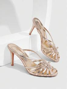 CUCCOO SZL Golden Strap Women's Fashion High Heel Sandals - Light gold - View 2